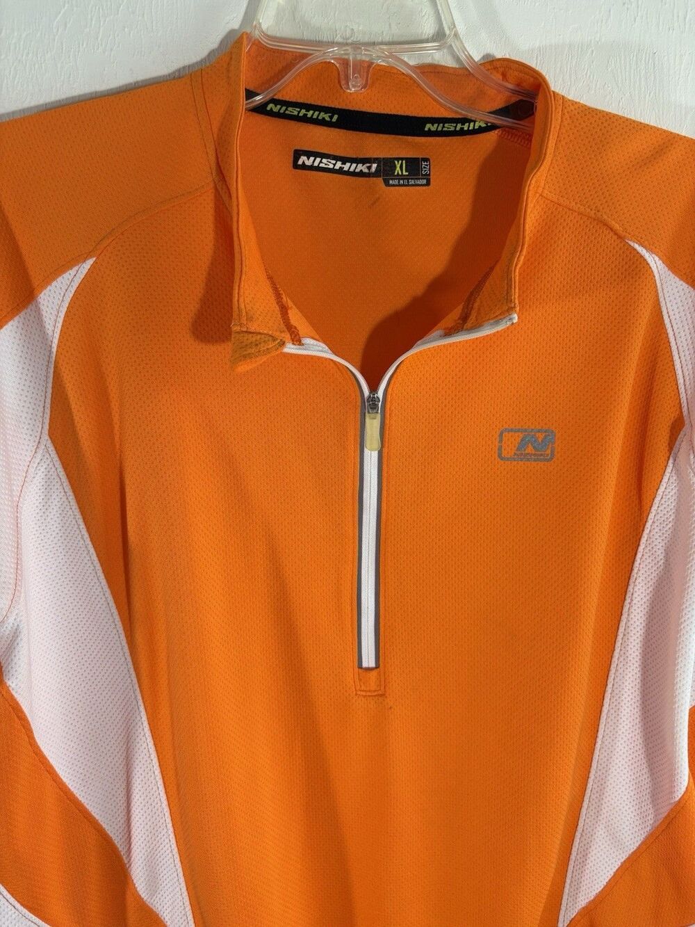 Nishiki Men 1/4 Zip Cycling Orange Reflect Breathable High Visibility XL Long SL
